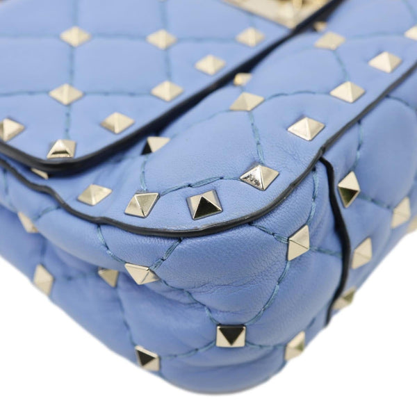 VALENTINO Rockstud Spike Small Quilted Leather Shoulder Bag Light Blue