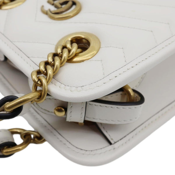 GUCCI GG Marmont Mini Matelasse Leather Tote Shoulder Bag White 696123