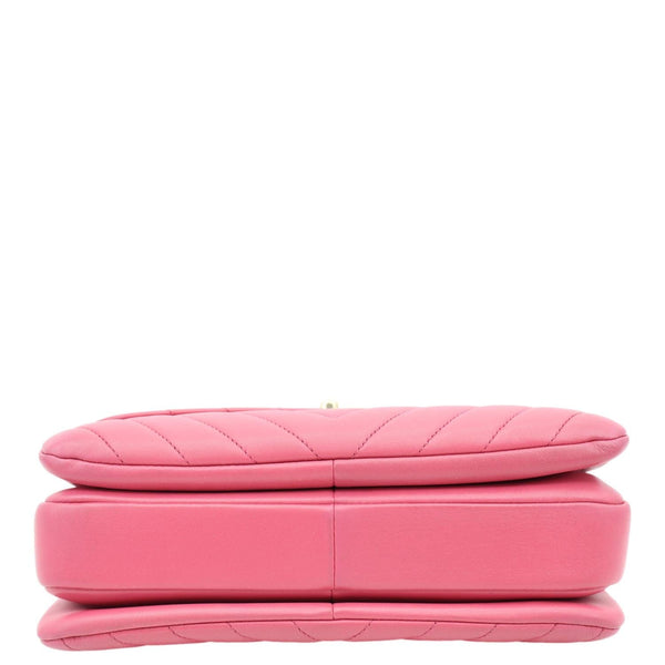 CHANEL Trendy CC Small Chevron Leather Top Handle Shoulder Bag Pink