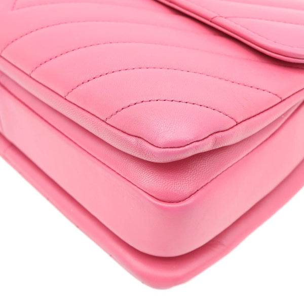 CHANEL Trendy CC Small Chevron Leather Top Handle Shoulder Bag Pink