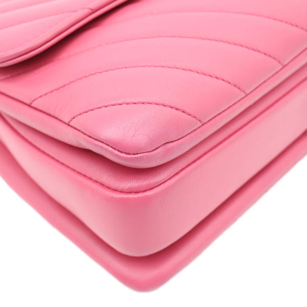 CHANEL Trendy CC Small Chevron Leather Top Handle Shoulder Bag Pink