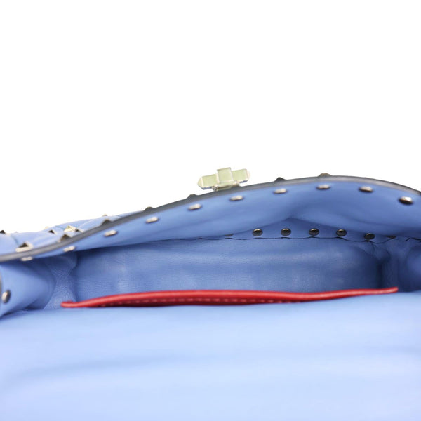 VALENTINO Rockstud Spike Small Quilted Leather Shoulder Bag Light Blue