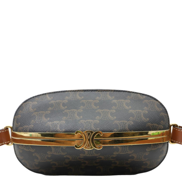 CELINE Lunch Box Triomphe Canvas Shoulder Bag Brown