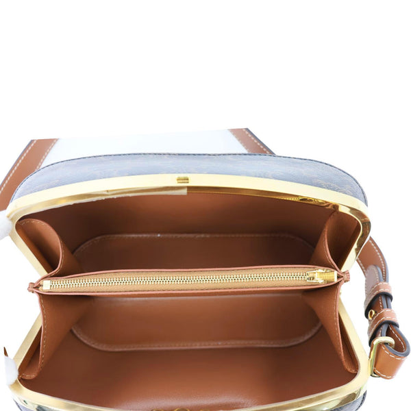 CELINE Lunch Box Triomphe Canvas Shoulder Bag Brown