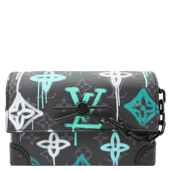 LOUIS VUITTON Graffiti LV Steamer Monogram Eclipse Canvas Crossbody Wallet Grey