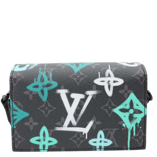 LOUIS VUITTON Graffiti LV Steamer Monogram Eclipse Canvas Crossbody Wallet Grey