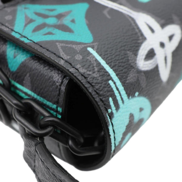 LOUIS VUITTON Graffiti LV Steamer Monogram Eclipse Canvas Crossbody Wallet Grey