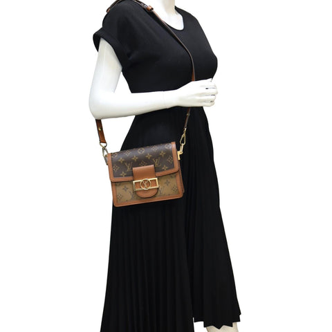 LOUIS VUITTON Dauphine Mini Monogram Reverse Canvas Shoulder Bag Brown