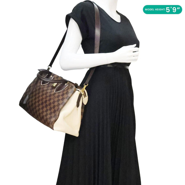 LOUIS VUITTON Normandy Damier Ebene Satchel Shoulder Bag Brown