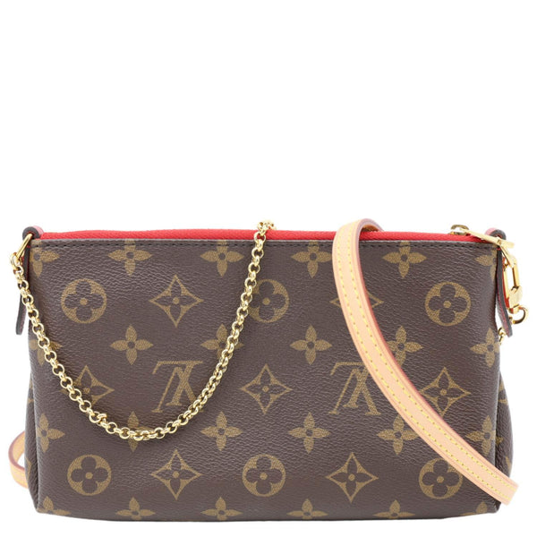 LOUIS VUITTON Pallas Monogram Canvas Clutch Crossbody Bag Red