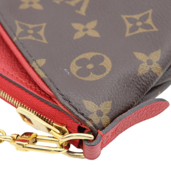 LOUIS VUITTON Pallas Monogram Canvas Clutch Crossbody Bag Red
