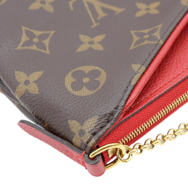 LOUIS VUITTON Pallas Monogram Canvas Clutch Crossbody Bag Red