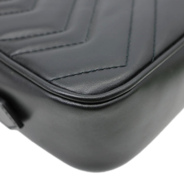 GUCCI GG Marmont Mini Matelasse Chevron Leather Camera Bag Black 634936