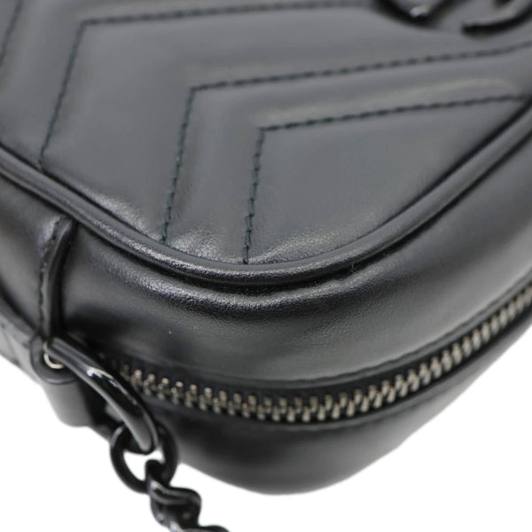 GUCCI GG Marmont Mini Matelasse Chevron Leather Camera Bag Black 634936