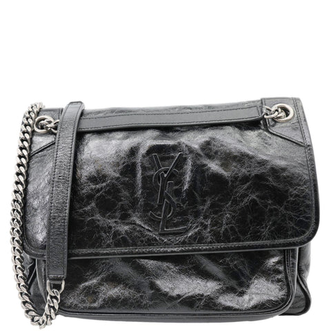YVES SAINT LAURENT Niki Medium Leather Shoulder Bag Black