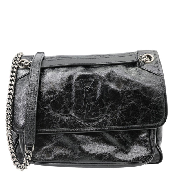 YVES SAINT LAURENT Niki Medium Leather Shoulder Bag Black