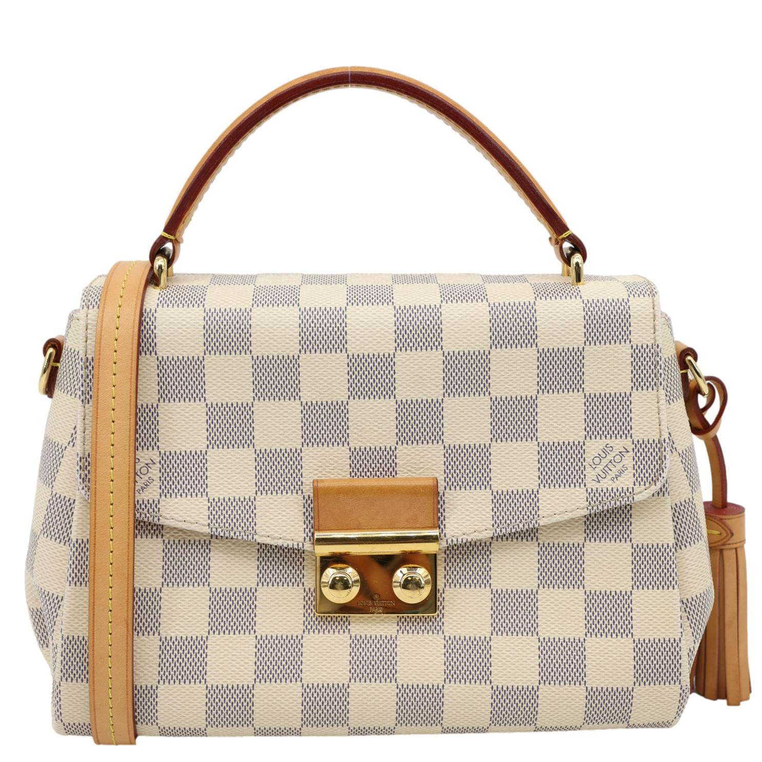 LOUIS VUITTON Croisette Damier Azur Satchel Crossbody Bag Rose Ballerine