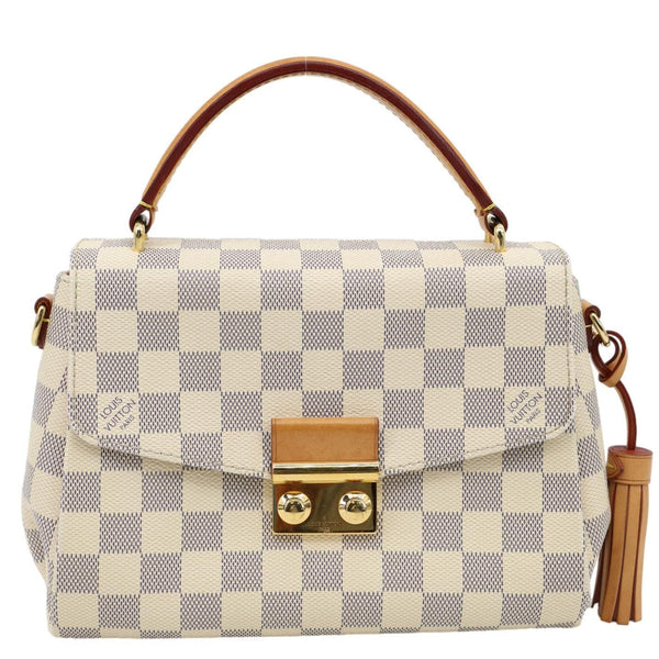 LOUIS VUITTON Croisette Damier Azur Satchel Crossbody Bag Rose Ballerine