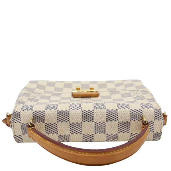 LOUIS VUITTON Croisette Damier Azur Satchel Crossbody Bag Rose Ballerine