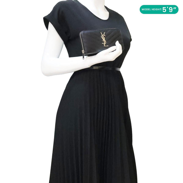 YVES SAINT LAURENT Cassandre Leather Zippy Wallet Black