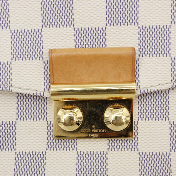 LOUIS VUITTON Croisette Damier Azur Satchel Crossbody Bag Rose Ballerine