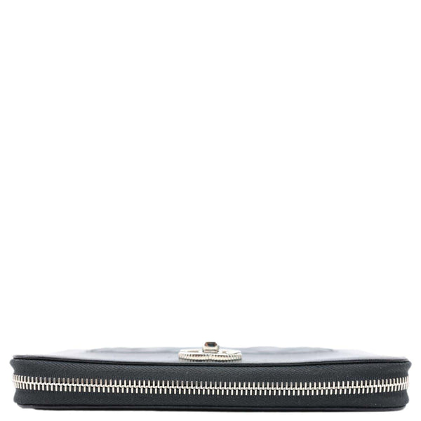 CHANEL Mademoiselle Vintage Quilted Leather Zip Around Wallet Black