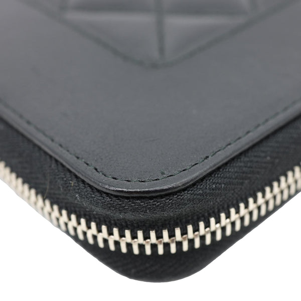 CHANEL Mademoiselle Vintage Quilted Leather Zip Around Wallet Black