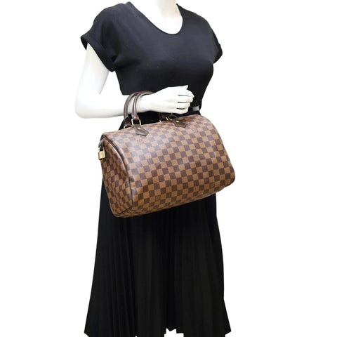 LOUIS VUITTON Speedy 30 Damier Ebene Satchel Bag Brown