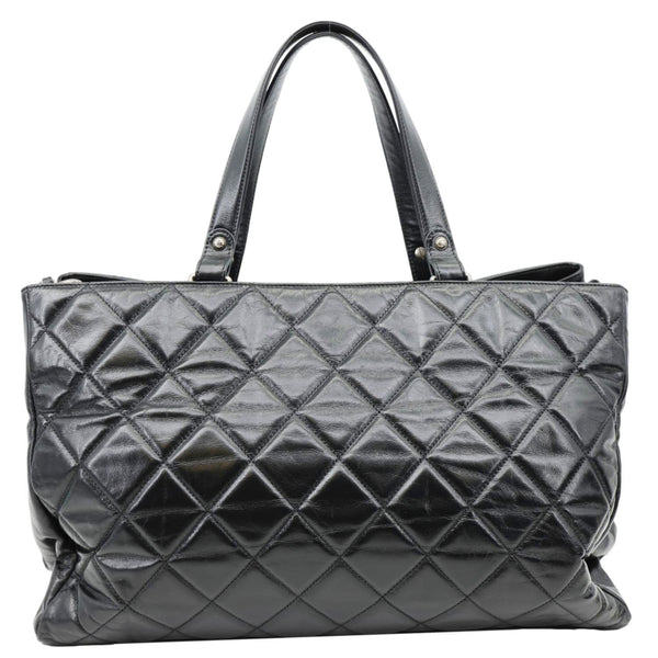 CHANEL Portobello Quilted Calfskin Leather Chain Tote Bag Black