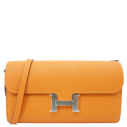 HERMES Constance To Go wallet Epsom Leather Long Wallet Orange