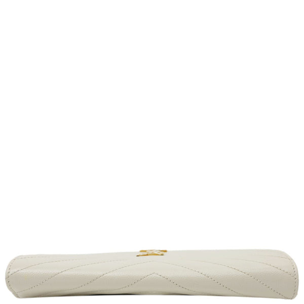 YVES SAINT LAURENT Monogram Leather Wristlet Clutch White