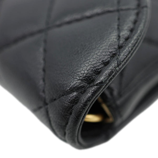 CHANEL Pearl Crush Quilted Lambskin Leather Waist Bag Black