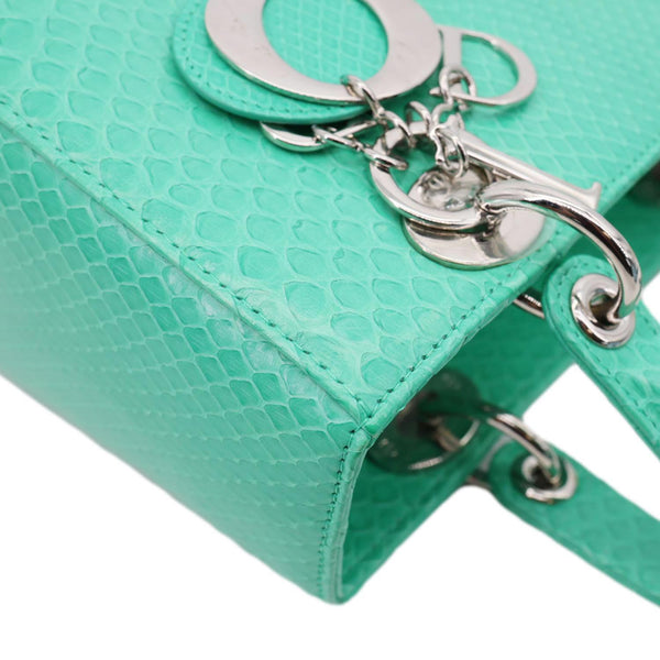 CHRISTIAN DIOR Lady Medium Dior Python Leather Shoulder Bag Green