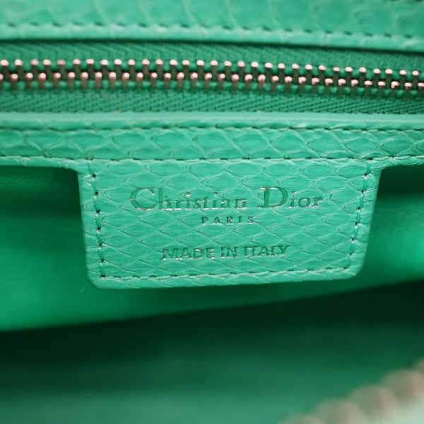 CHRISTIAN DIOR Lady Medium Dior Python Leather Shoulder Bag Green