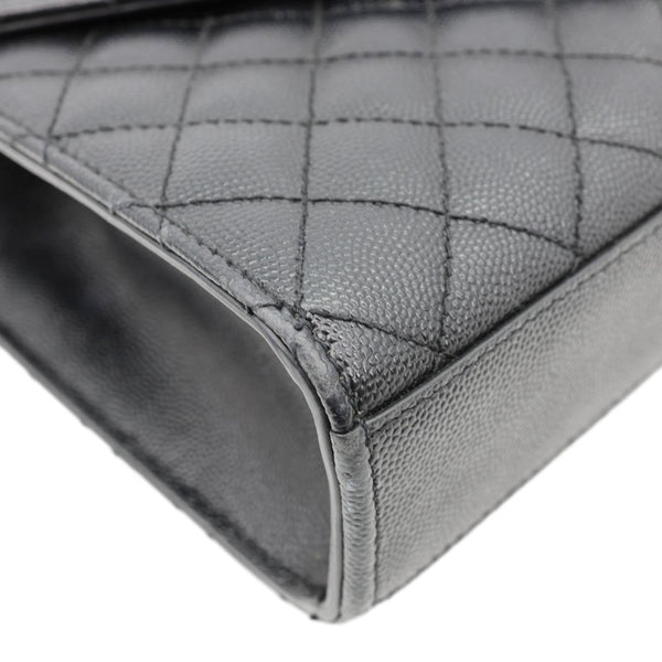 YVES SAINT LAURENT Envelope Medium Mix Matelasse Leather Shoulder Bag Black