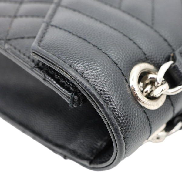 YVES SAINT LAURENT Envelope Medium Mix Matelasse Leather Shoulder Bag Black