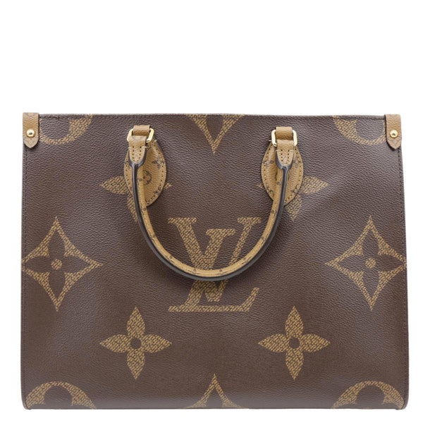 LOUIS VUITTON Onthego MM Giant Monogram Reverse Canvas Tote Bag Brown