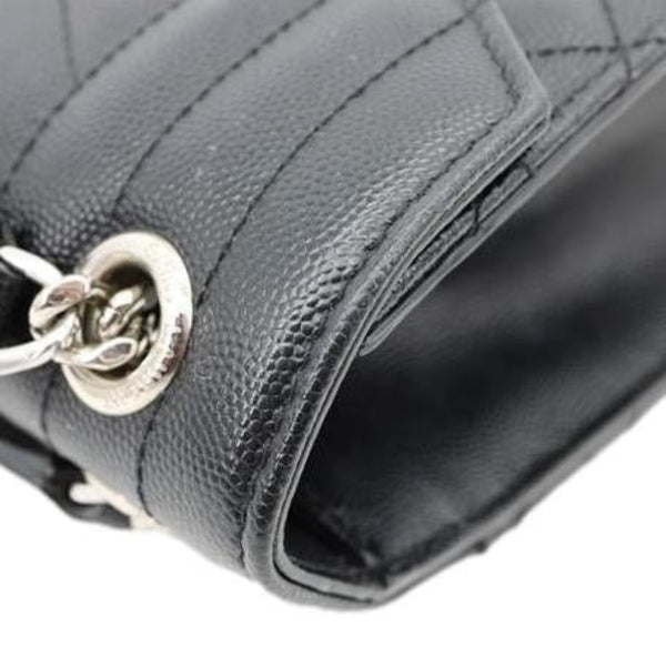 YVES SAINT LAURENT Envelope Medium Mix Matelasse Leather Shoulder Bag Black