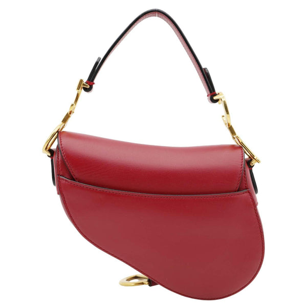 CHRISTIAN DIOR Saddle Smooth Leather Shoulder Bag Maroon