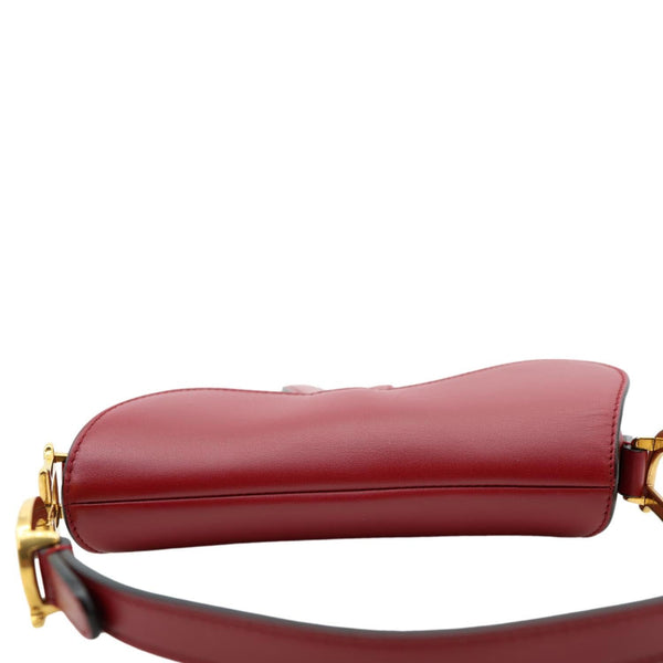 CHRISTIAN DIOR Saddle Smooth Leather Shoulder Bag Maroon