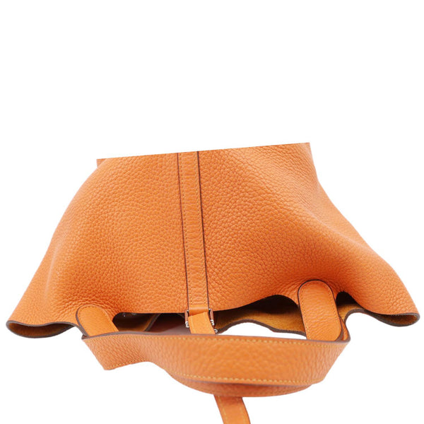 HERMES Picotin Lock 22 MM Taurillon Clemence Leather Hobo Bag Orange