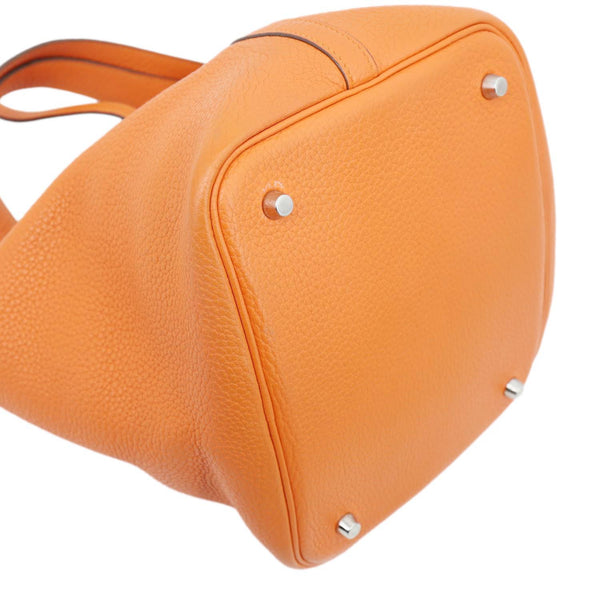 HERMES Picotin Lock 22 MM Taurillon Clemence Leather Hobo Bag Orange