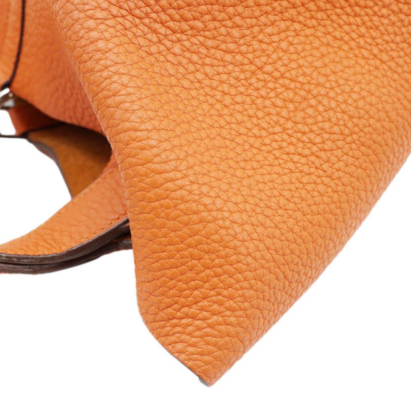 HERMES Picotin Lock 22 MM Taurillon Clemence Leather Hobo Bag Orange