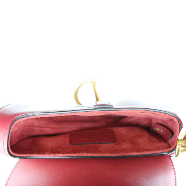 CHRISTIAN DIOR Saddle Smooth Leather Shoulder Bag Maroon