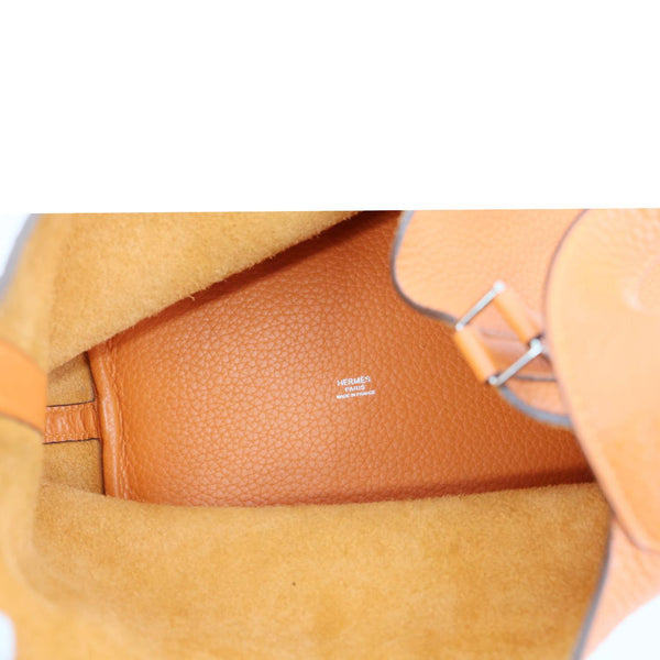 HERMES Picotin Lock 22 MM Taurillon Clemence Leather Hobo Bag Orange