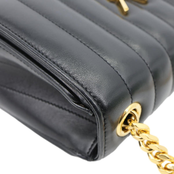 YVES SAINT LAURENT Vicky Medium Vertical Quilted Leather Chain Crossbody Bag Black