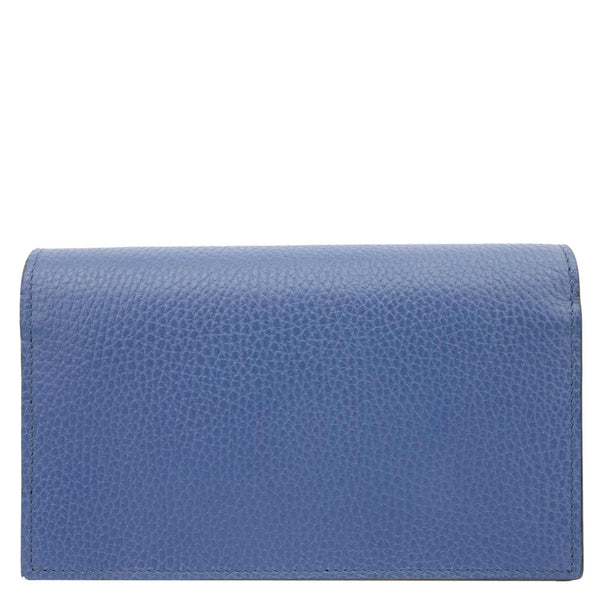 GUCCI Dollar Interlocking G Calfskin Leather Chain Wallet Crossbody Bag Blue 510314