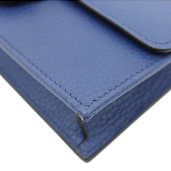 GUCCI Dollar Interlocking G Calfskin Leather Chain Wallet Crossbody Bag Blue 510314