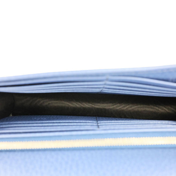 GUCCI Dollar Interlocking G Calfskin Leather Chain Wallet Crossbody Bag Blue 510314