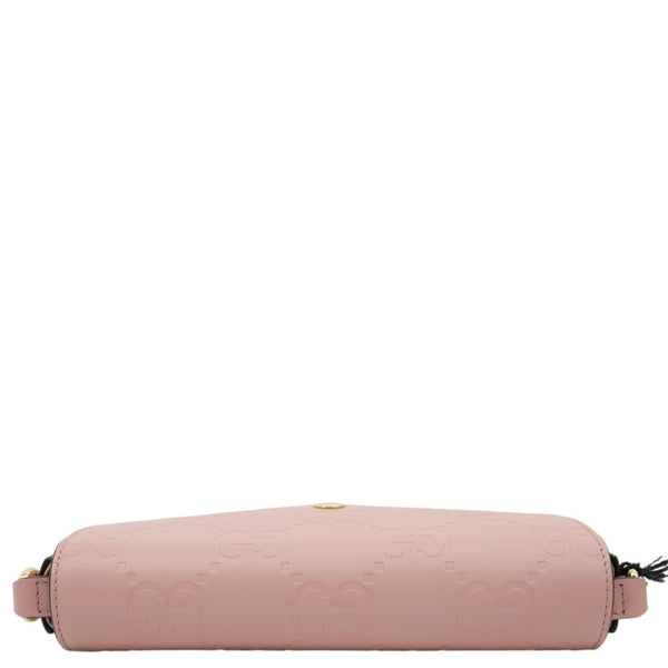 GUCCI Super Mini GG Embossed Leather Shoulder Bag Pink 772794